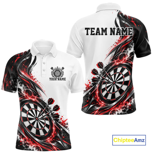 Custom Red Smoke Dart Polo Shirt For Men, Dart Team Jersey Dart League Shirt IPHW12466