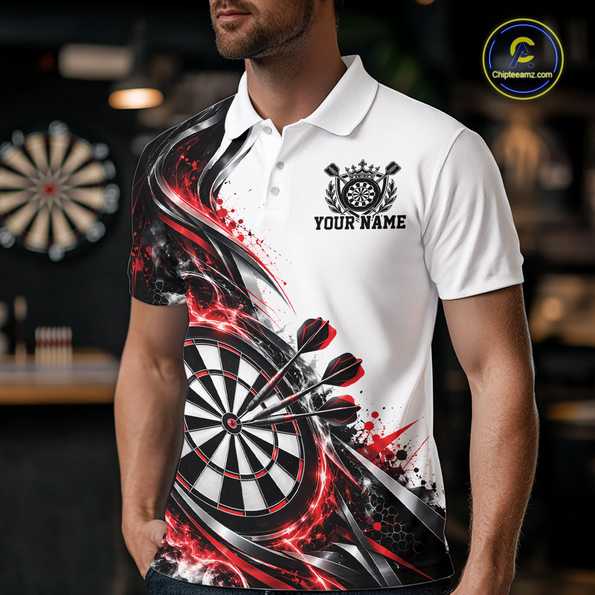 Custom Red Smoke Dart Polo Shirt For Men, Dart Team Jersey Dart League Shirt IPHW12466
