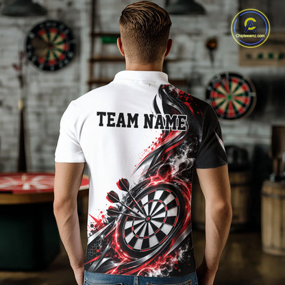 Custom Red Smoke Dart Polo Shirt For Men, Dart Team Jersey Dart League Shirt IPHW12466