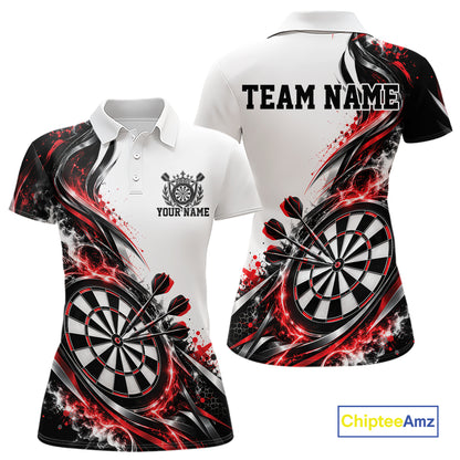 Custom Red Smoke Dart Polo Shirt For Women, Dart Team Jersey Dart League Shirt IPHW12466