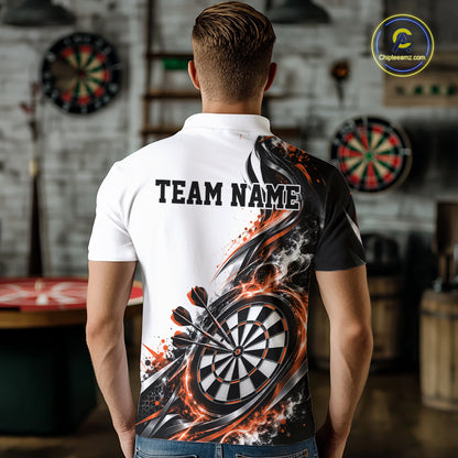 Custom Orange Smoke Dart Polo Shirt For Men, Dart Team Jersey Dart League Shirt IPHW12468
