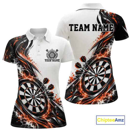 Custom Orange Smoke Dart Polo Shirt For Women, Dart Team Jersey Dart League Shirt IPHW12468