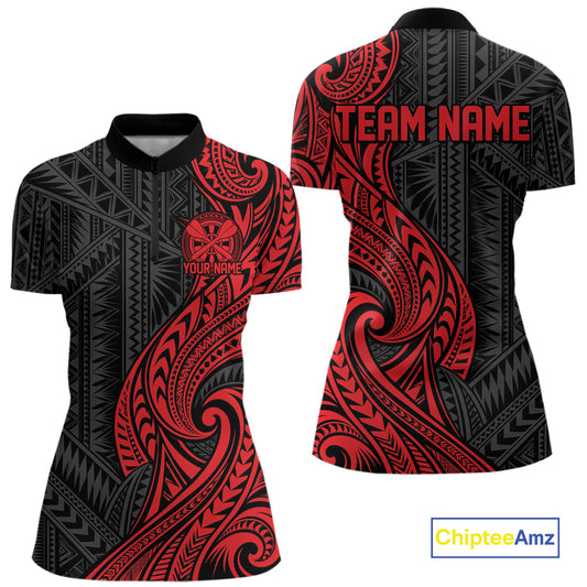 Custom Black And Red Tribal Dart Women Quarter-Zip Shirt, Dart Team League Shirt IPHW12490