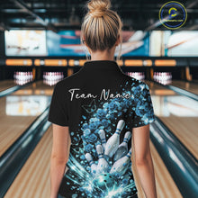 Load image into Gallery viewer, Custom Blue Roses And Butterfly Women Bowling Shirt, Flower Ladies Bowling League Shirt IPHW10885