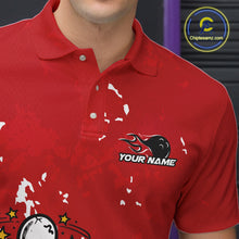Load image into Gallery viewer, Red Custom Drunk Bowling Ball And Pin Funny Men Polo Shirt, Bowling And Beer Jersey IPHW11232