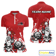 Load image into Gallery viewer, Red Custom Drunk Bowling Ball And Pin Funny Women Quarter-Zip Shirt, Bowling And Beer IPHW11232