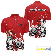 Load image into Gallery viewer, Red Custom Drunk Bowling Ball And Pin Funny Men Quarter-Zip Shirt, Bowling And Beer Jersey IPHW11232