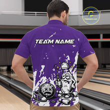 Load image into Gallery viewer, Purple Custom Drunk Bowling Ball And Pin Funny Men Quarter-Zip Shirt, Bowling And Beer Jersey IPHW11234