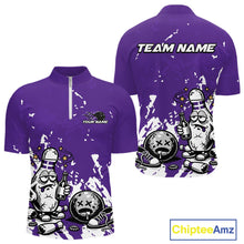 Load image into Gallery viewer, Purple Custom Drunk Bowling Ball And Pin Funny Men Quarter-Zip Shirt, Bowling And Beer Jersey IPHW11234