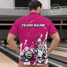 Load image into Gallery viewer, Pink Custom Drunk Bowling Ball And Pin Funny Men Quarter-Zip Shirt, Bowling And Beer Jersey IPHW11235