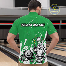 Load image into Gallery viewer, Green Custom Drunk Bowling Ball And Pin Funny Men Quarter-Zip Shirt, Bowling And Beer Jersey IPHW11236