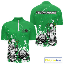 Load image into Gallery viewer, Green Custom Drunk Bowling Ball And Pin Funny Men Quarter-Zip Shirt, Bowling And Beer Jersey IPHW11236