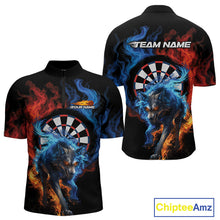 Load image into Gallery viewer, Custom Orange And Blue Smoke Flame Wolf Dart Team Men Quarter-Zip Shirts, Fire Dart Jerseys IPHW10009