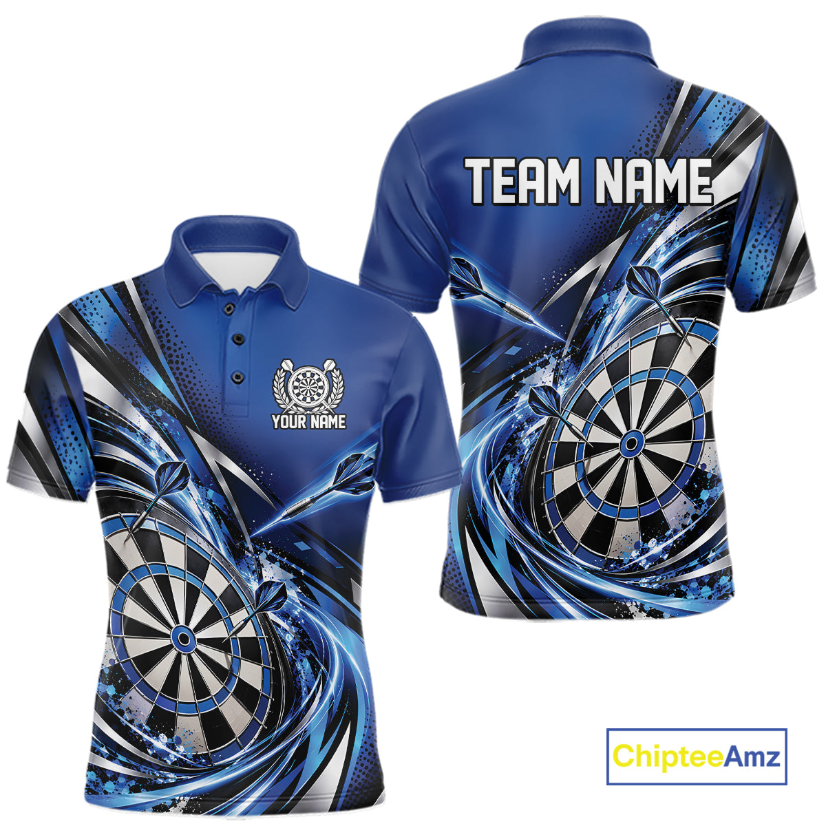 Custom Blue Dart Polo Shirt For Men, Dart Tournament Shirt Dart Team Jersey IPHW12553