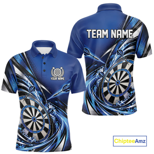 Custom Blue Dart Polo Shirt For Men, Dart Tournament Shirt Dart Team Jersey IPHW12553