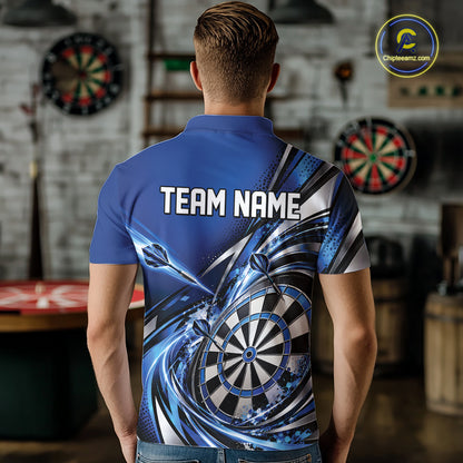 Custom Blue Dart Polo Shirt For Men, Dart Tournament Shirt Dart Team Jersey IPHW12553