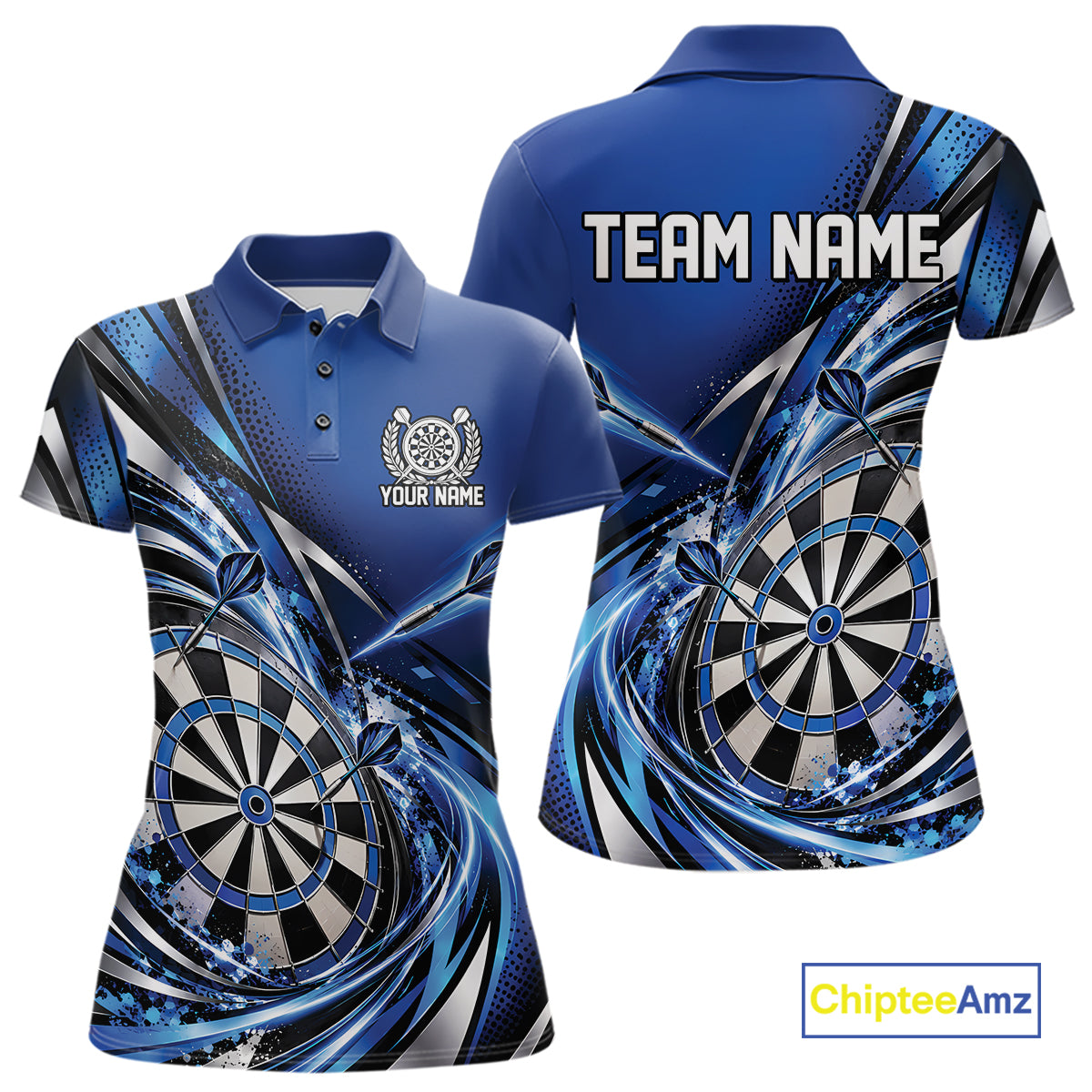 Custom Blue Dart Polo Shirt For Women, Dart Tournament Shirt Dart Team Jersey IPHW12553