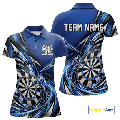 Custom Blue Dart Polo Shirt For Women, Dart Tournament Shirt Dart Team Jersey IPHW12553