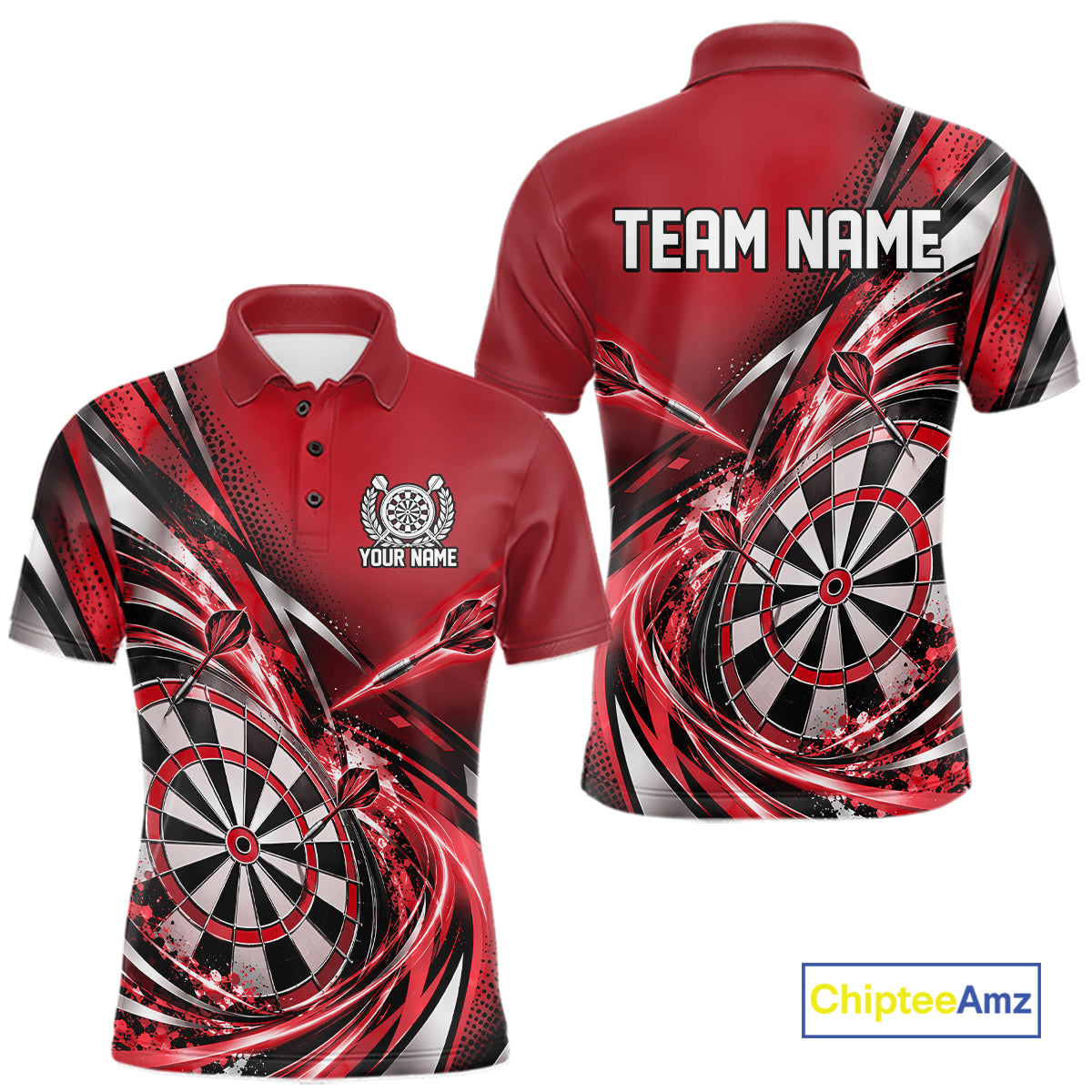 Custom Red Dart Polo Shirt For Men, Dart Tournament Shirt Dart Team Jersey IPHW12554