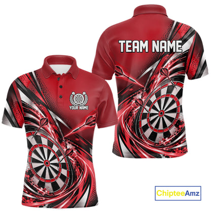 Custom Red Dart Polo Shirt For Men, Dart Tournament Shirt Dart Team Jersey IPHW12554