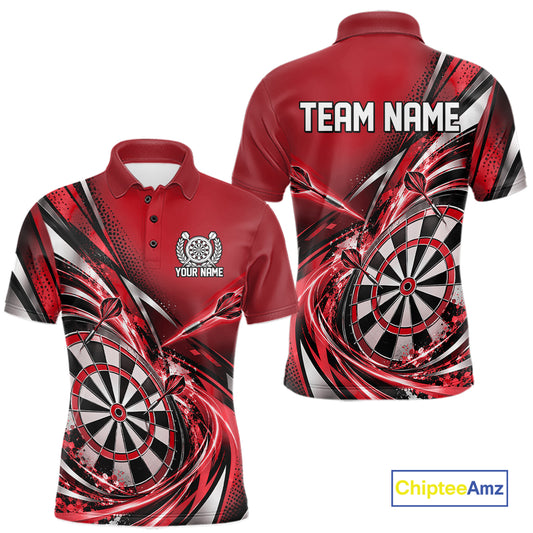 Custom Red Dart Polo Shirt For Men, Dart Tournament Shirt Dart Team Jersey IPHW12554