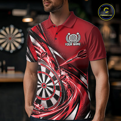 Custom Red Dart Polo Shirt For Men, Dart Tournament Shirt Dart Team Jersey IPHW12554
