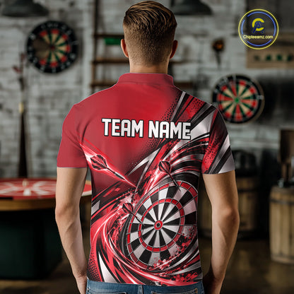 Custom Red Dart Polo Shirt For Men, Dart Tournament Shirt Dart Team Jersey IPHW12554