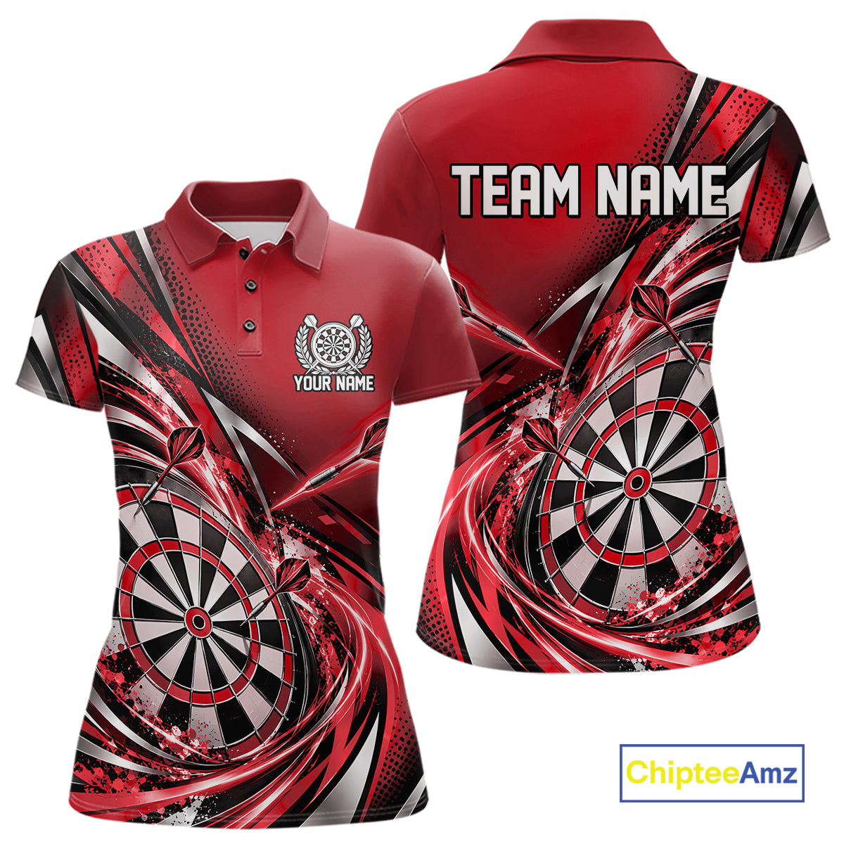 Custom Red Dart Polo Shirt For Women, Dart Tournament Shirt Dart Team Jersey IPHW12554
