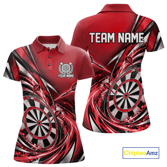 Custom Red Dart Polo Shirt For Women, Dart Tournament Shirt Dart Team Jersey IPHW12554