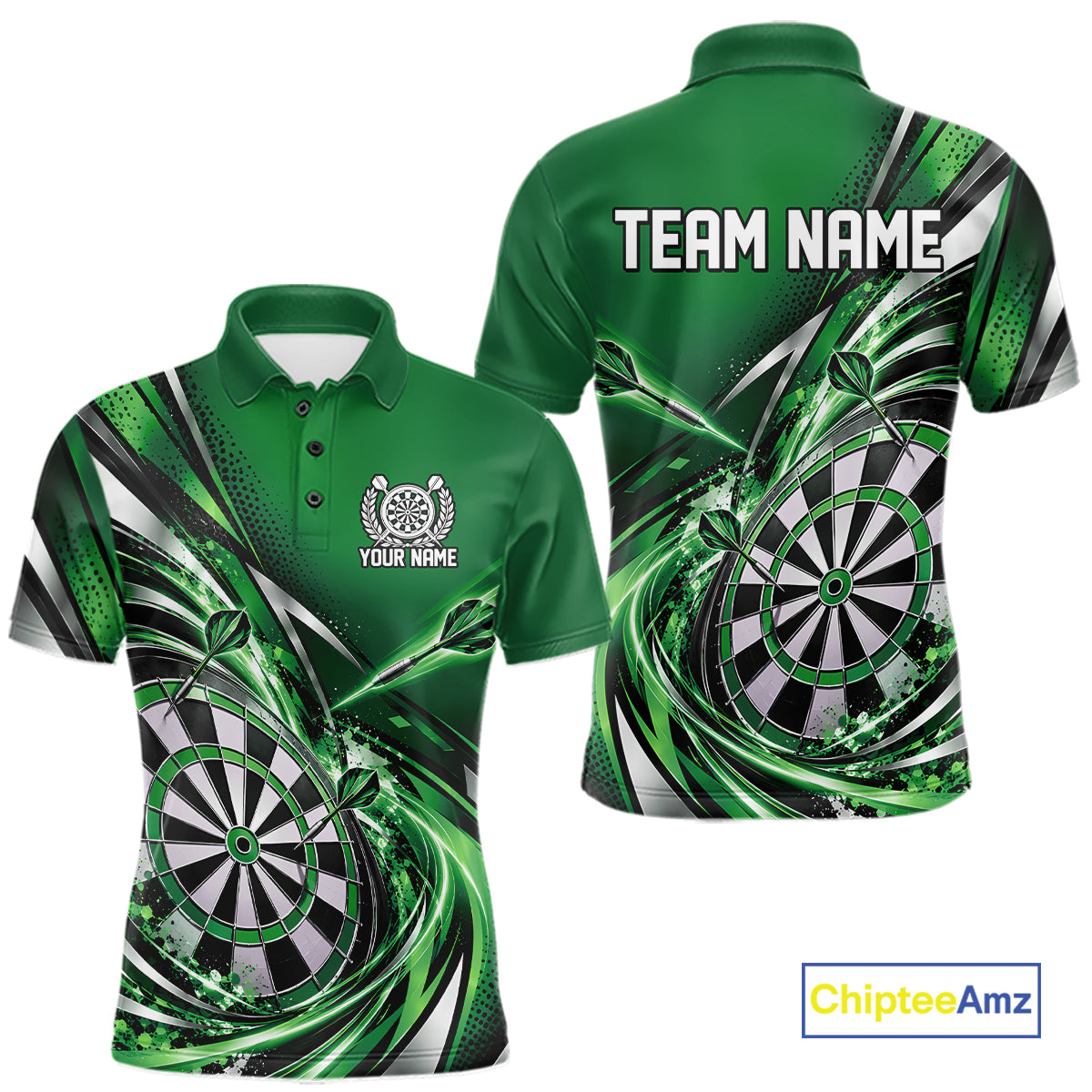 Custom Green Dart Polo Shirt For Men, Dart Tournament Shirt Dart Team Jersey IPHW12555