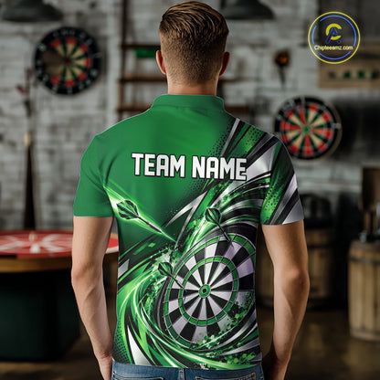 Custom Green Dart Polo Shirt For Men, Dart Tournament Shirt Dart Team Jersey IPHW12555