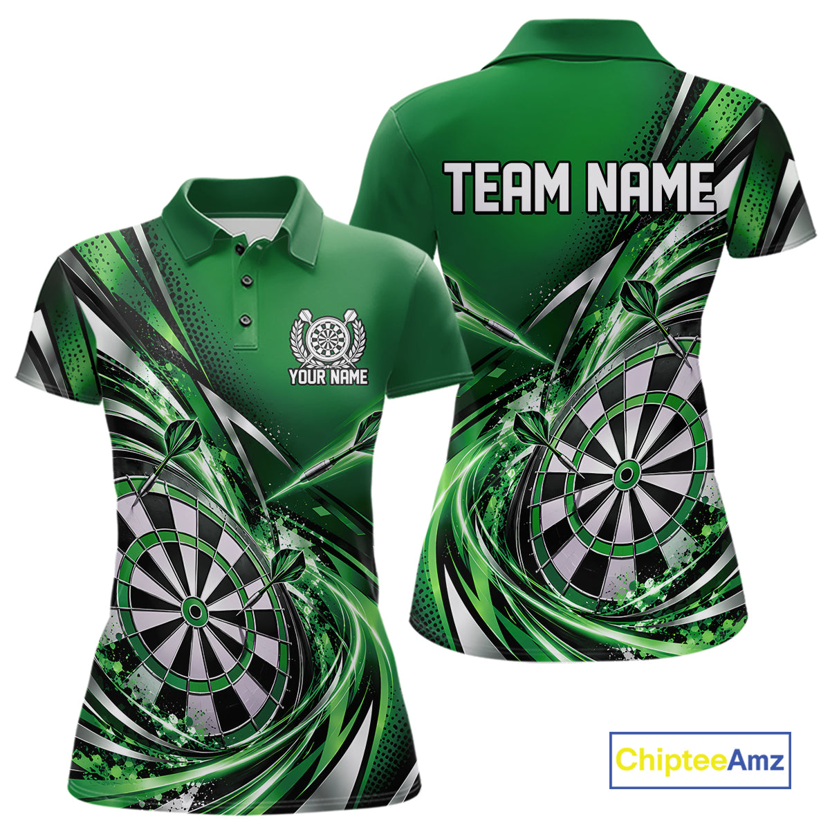 Custom Green Dart Polo Shirt For Women, Dart Tournament Shirt Dart Team Jersey IPHW12555