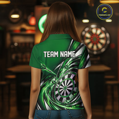 Custom Green Dart Polo Shirt For Women, Dart Tournament Shirt Dart Team Jersey IPHW12555