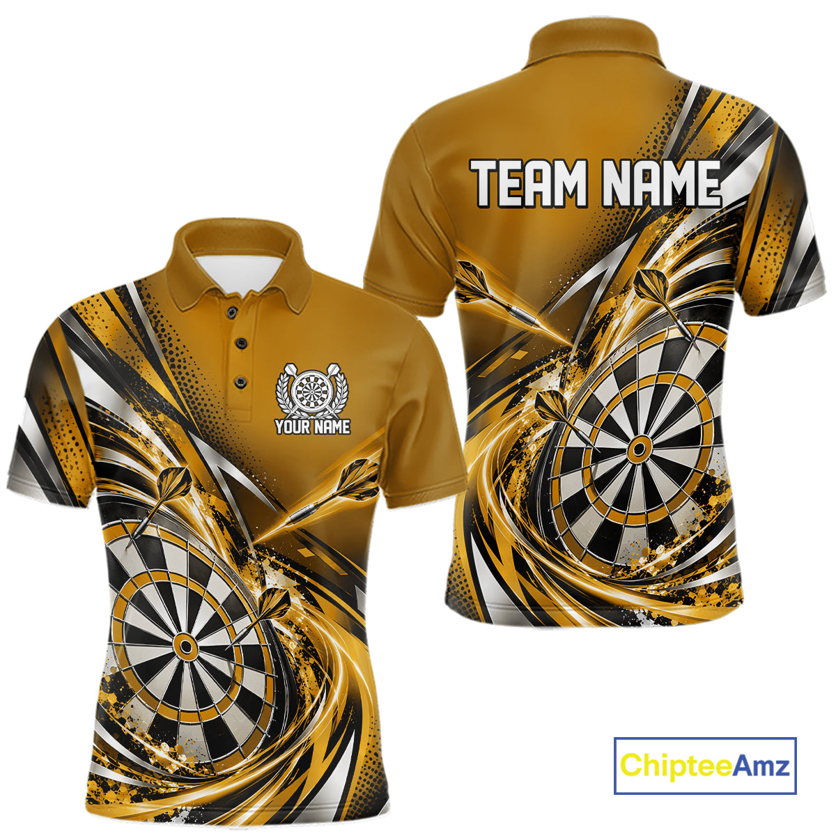 Custom Golden Dart Polo Shirt For Men, Dart Tournament Shirt Dart Team Jersey IPHW12556