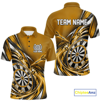 Custom Golden Dart Polo Shirt For Men, Dart Tournament Shirt Dart Team Jersey IPHW12556