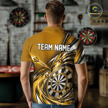 Custom Golden Dart Polo Shirt For Men, Dart Tournament Shirt Dart Team Jersey IPHW12556