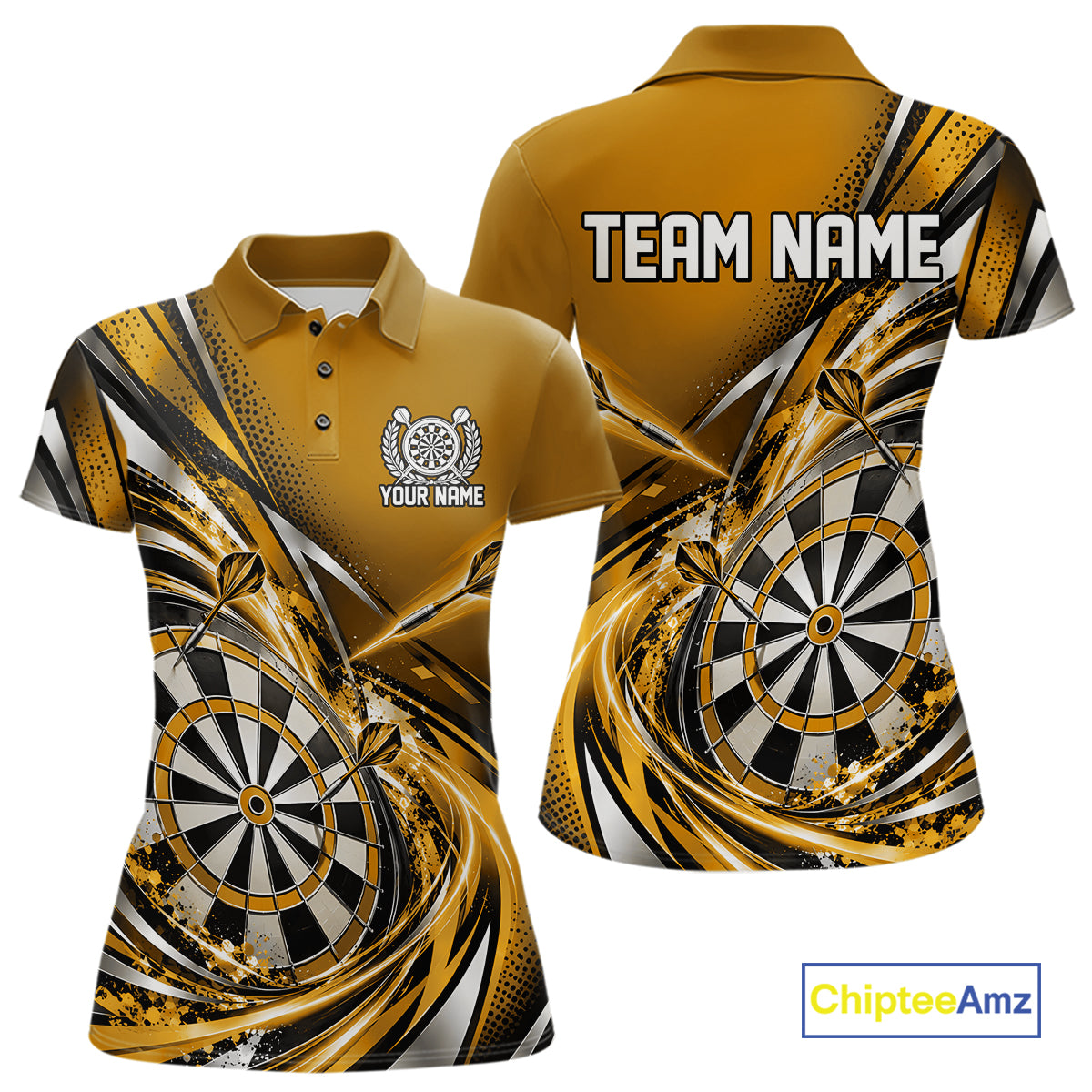Custom Golden Dart Polo Shirt For Women, Dart Tournament Shirt Dart Team Jersey IPHW12556
