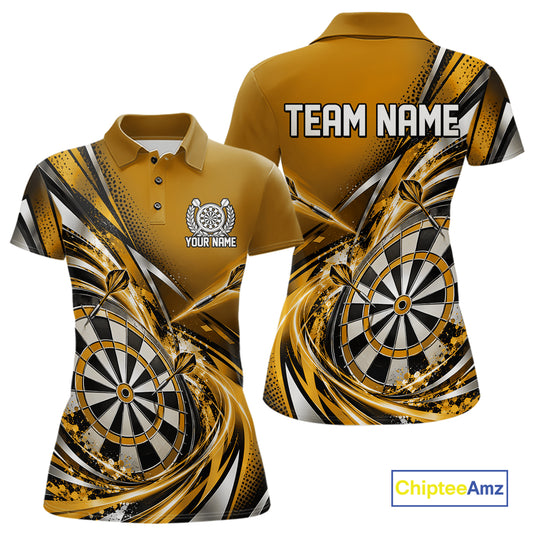 Custom Golden Dart Polo Shirt For Women, Dart Tournament Shirt Dart Team Jersey IPHW12556