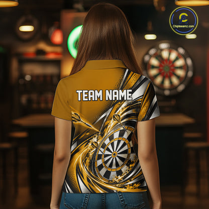 Custom Golden Dart Polo Shirt For Women, Dart Tournament Shirt Dart Team Jersey IPHW12556