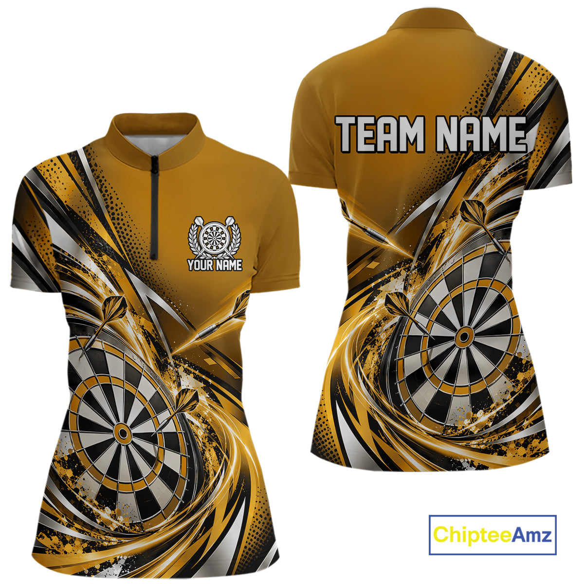 Custom Golden Dart Quarter-Zip Shirt For Women, Dart Tournament Shirt Dart Team Jersey IPHW12556