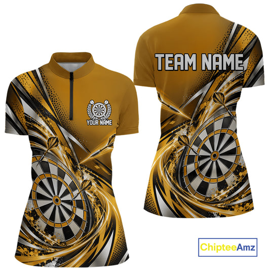 Custom Golden Dart Quarter-Zip Shirt For Women, Dart Tournament Shirt Dart Team Jersey IPHW12556