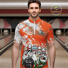 Load image into Gallery viewer, Custom Orange Drunk Bowling Ball And Pins Bowling And Beer Shirt, Funny Bowling Jersey IPHW11263