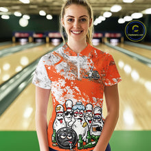 Load image into Gallery viewer, Custom Orange Drunk Bowling Ball And Pins Bowling And Beer Shirt, Funny Bowling Jersey IPHW11263