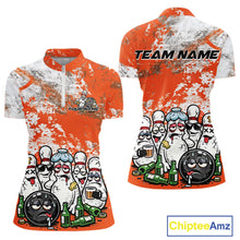 Load image into Gallery viewer, Custom Orange Drunk Bowling Ball And Pins Bowling And Beer Shirt, Funny Bowling Jersey IPHW11263