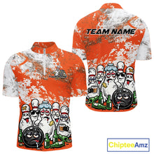 Load image into Gallery viewer, Custom Orange Drunk Bowling Ball And Pins Bowling And Beer Shirt, Funny Bowling Jersey IPHW11263
