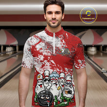 Load image into Gallery viewer, Custom Red Drunk Bowling Ball And Pins Bowling And Beer Shirt, Funny Bowling Jersey IPHW11264