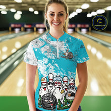 Load image into Gallery viewer, Custom Turquoise Blue Drunk Bowling Ball And Pins Bowling And Beer Shirt, Funny Jersey IPHW11265