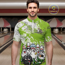 Load image into Gallery viewer, Custom Green Drunk Bowling Ball And Pins Bowling And Beer Shirt, Funny Bowling Jersey IPHW11266