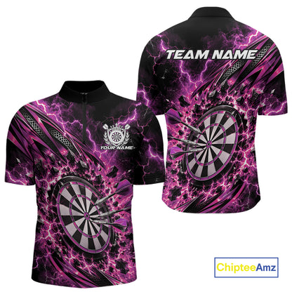 Custom Purple Lightning Dart Impact Dart Tournament Men Quarter Zip Shirt, Team Uniform IPHW12615