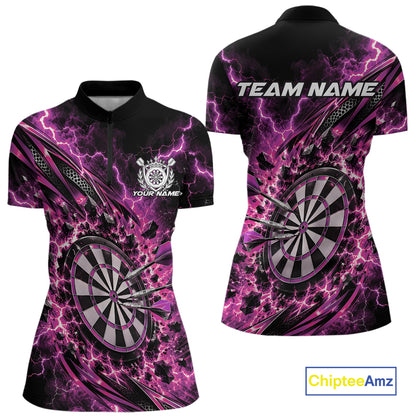 Custom Purple Lightning Dart Impact Tournament Women Quarter-Zip Shirt, Team Uniform IPHW12615
